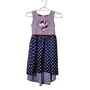 Girls' Heart Print With Sequins Unicorm, Sleeveless Dress, Size M